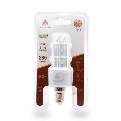 LAMPADINA LED E14 3W 2U JN01 LUCE TUBOLARE TUBO LINEARE LUCE CALDA 3000K 285LM 87095 - 2