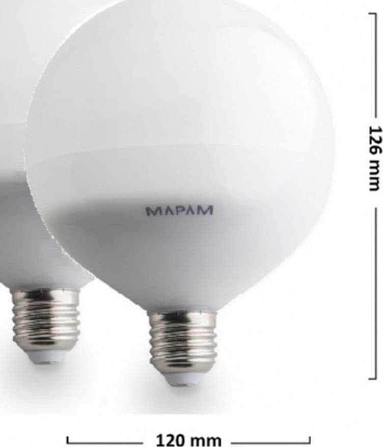 LAMPADINA LED E27 GLOBO G120 20W ATTACCO GRANDE SFERA PALLA LUCE NATURALE 4500K 00470 - 3
