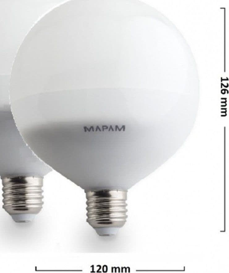 LAMPADINA LED E27 GLOBO G120 16W ATTACCO GRANDE LUCE FREDDA 6500K PALLA SFERA 00203 - 3