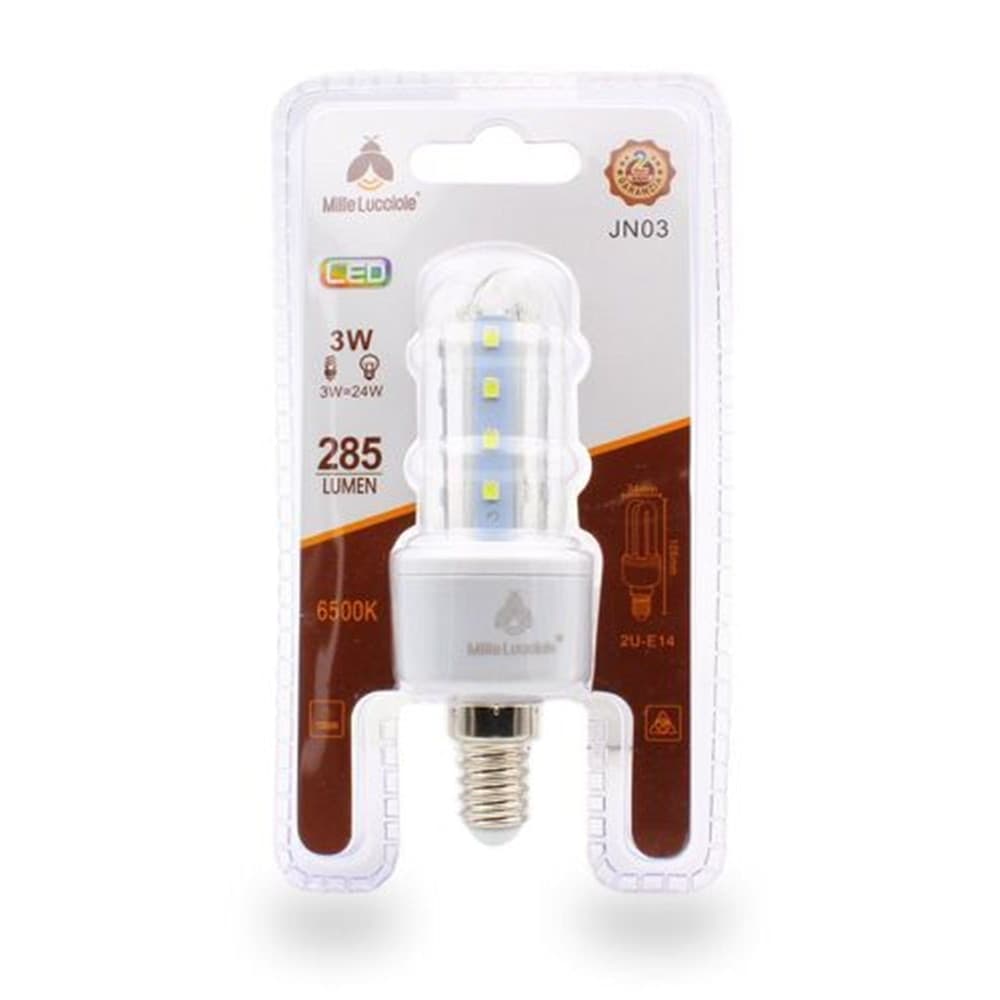 LAMPADINA LED E14 3W 2U JN03 LUCE TUBOLARE TUBO LINEARE LUCE FREDDA 6500K 285LM 87118 - 2
