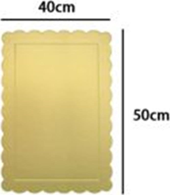 BASE PER TORTA RETTANGOLARE PIATTO SOTTOTORTA DORATO 40X50 CM CON BORDINO 31158 - 2