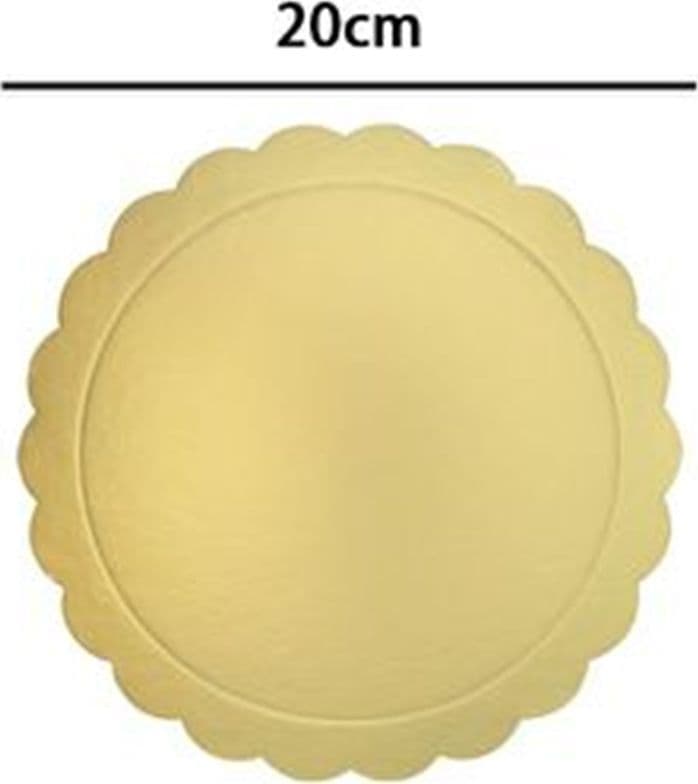 SET 4 PZ BASE PER TORTA ROTONDA PIATTO SOTTOTORTA DORATO 20 CM CON BORDINO 31159 - 2