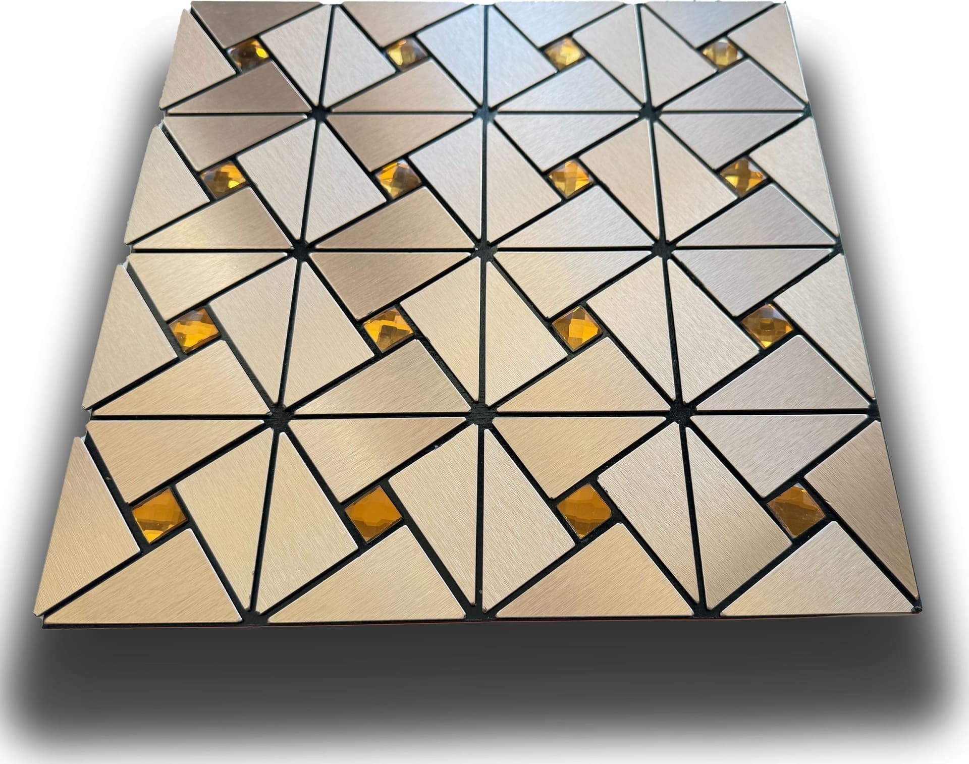 TOP! Piastrella autoadesiva in vero alluminio satinato con inserti in vetro 30x30cm (sp. 3mm) color Rame - Eternal Parquet