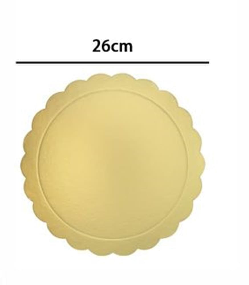 SET 3 PZ BASE PER TORTA ROTONDA PIATTO SOTTOTORTA DORATO 26 CM CON BORDINO 31162 - 2