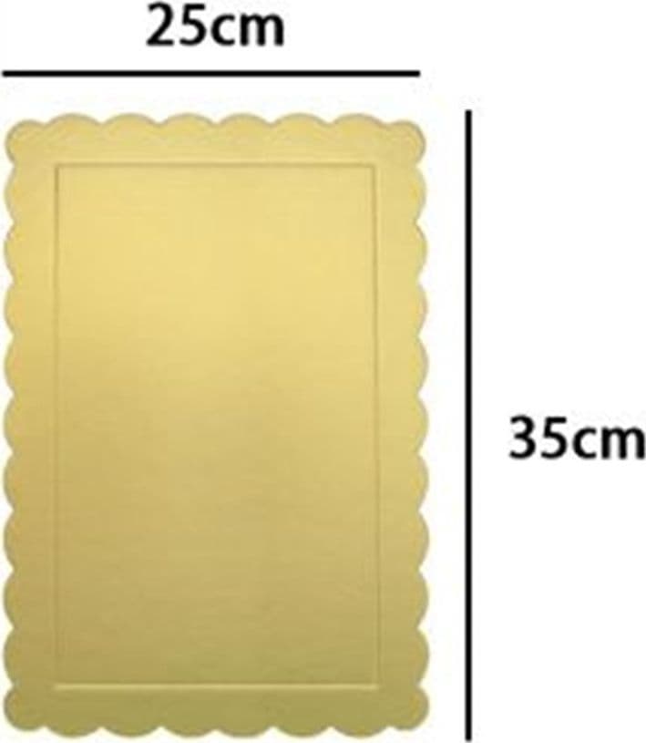 SET 2PZ BASE PER TORTA RETTANGOLARE PIATTO SOTTOTORTA DORATO 25X35CM CON BORDINO 31156 - 2