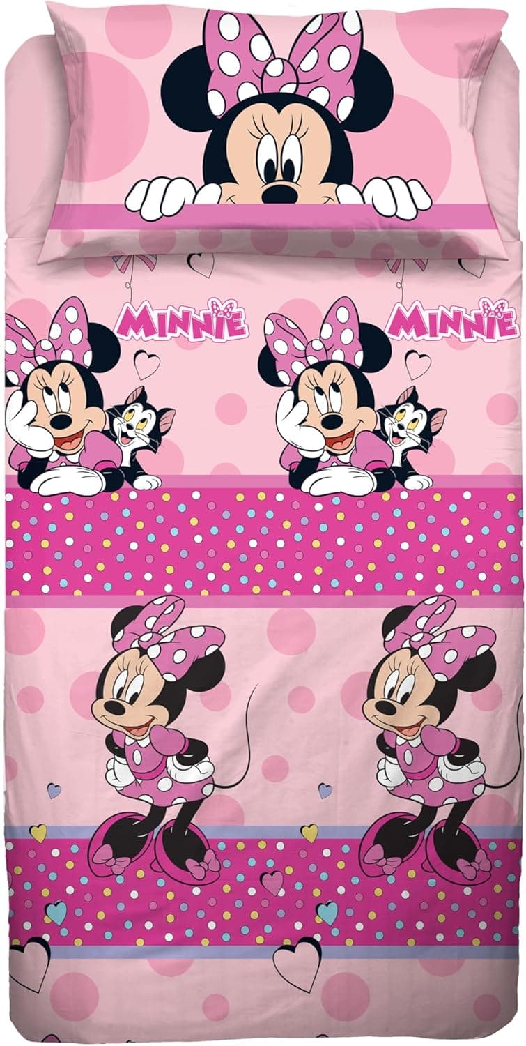 Completo lenzuola minnie una piazza e mezza 100% cotone - 2
