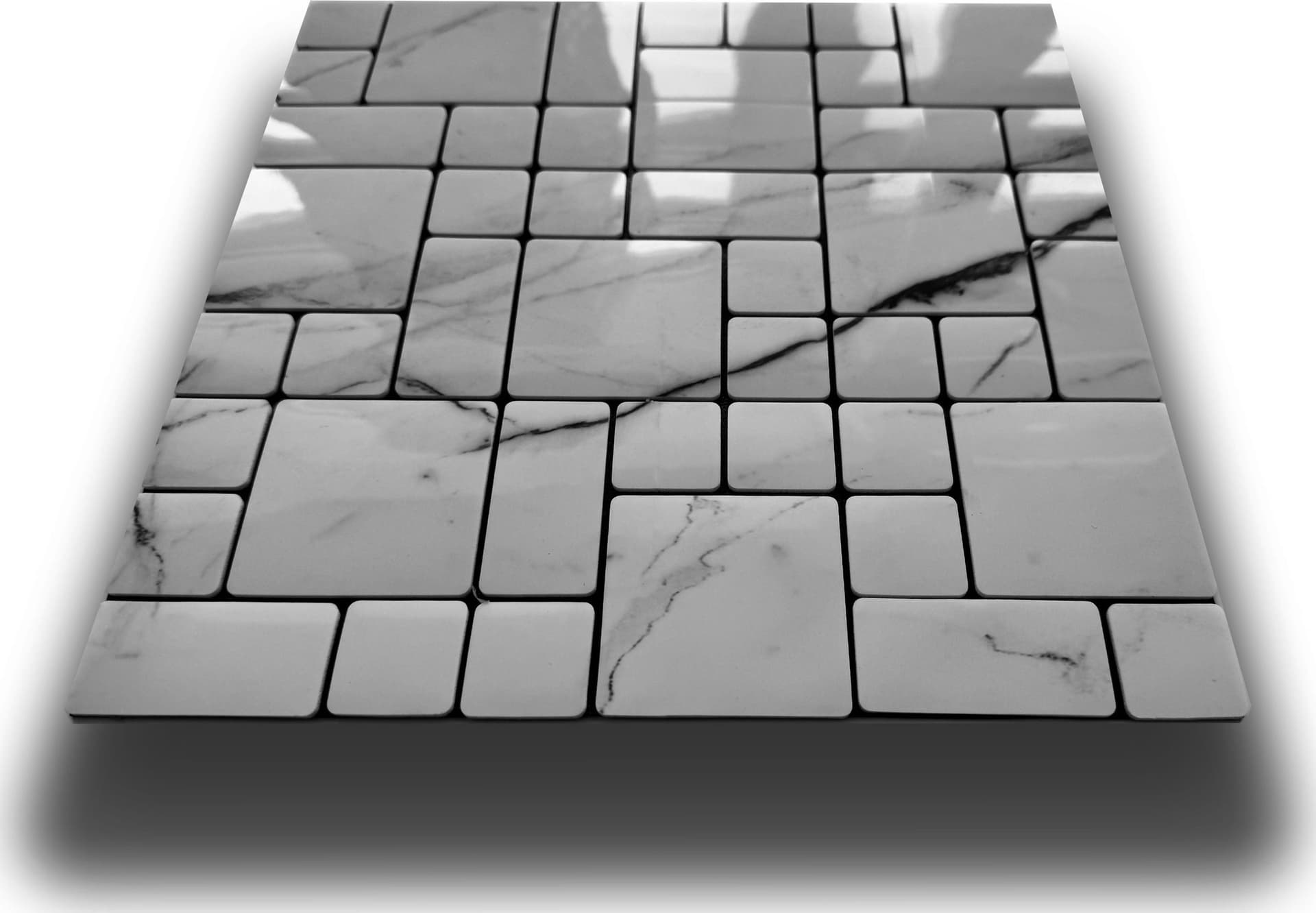 Piastrelle 3D Autoadesive in PET acustiche e isolanti 30x30cm (4mm spessore) MOSAICO CARRARA - Eternal Parquet