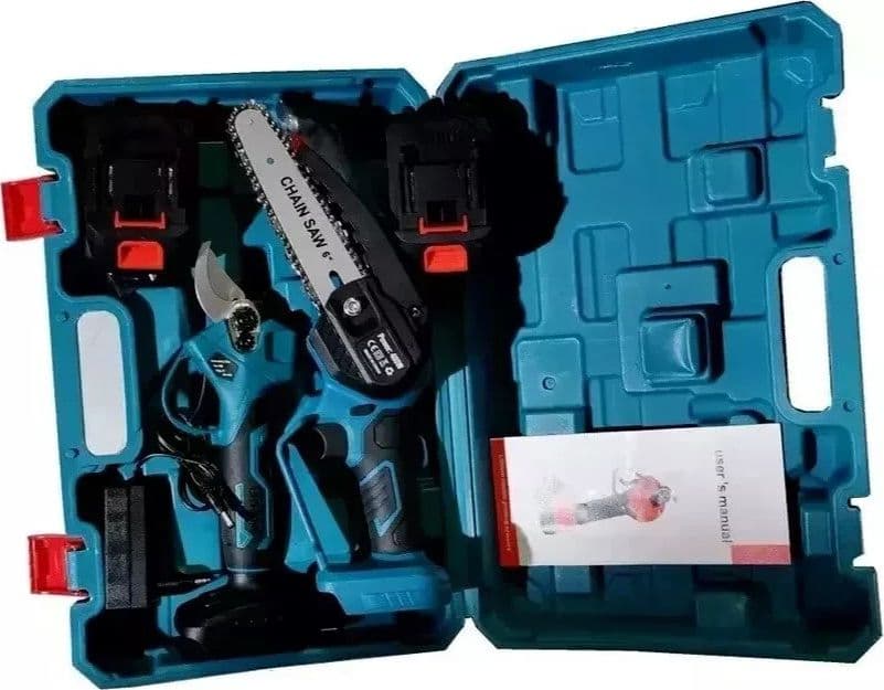 KIT 2 Pezzi Forbice Cesoia a Doppia Batteria 48V/88V DA Potatura + Motosega +Valigia - 5