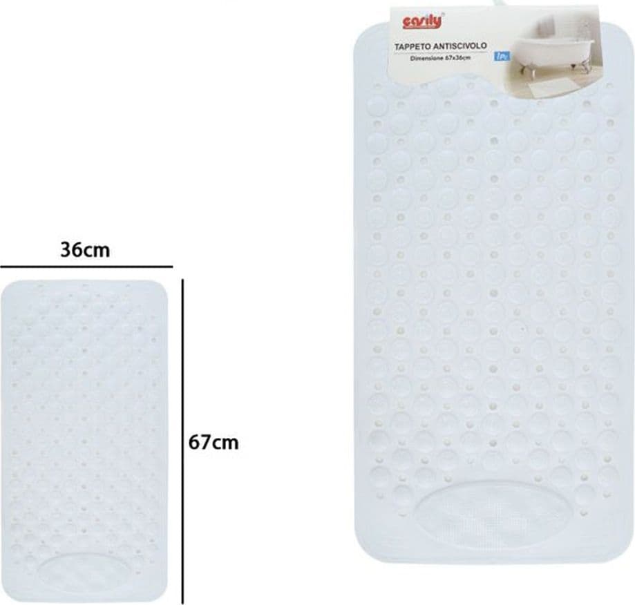 TAPPETO TAPPETINO ANTISCIVOLO BIANCO PER VASCA DA BAGNO DOCCIA 67 X 36 CM 87556 - 3