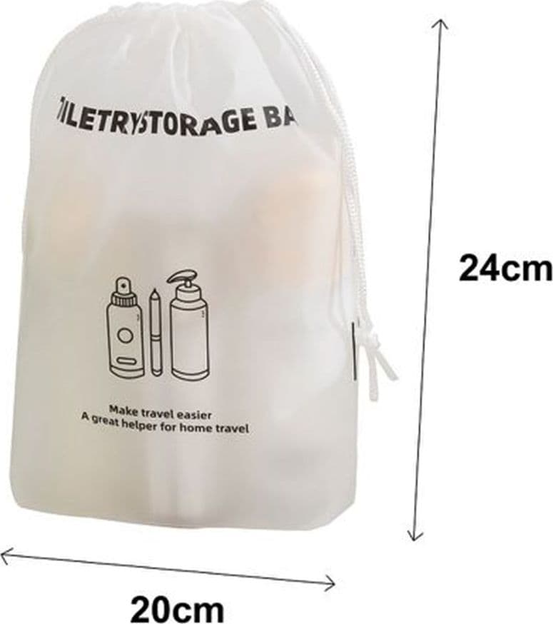 SET 3PZ ORGANIZER DA VIAGGIO BORSA PER ARTICOLI TOILETTE CASA 20X24CM SACCO CON COULISSE 87701 - 2