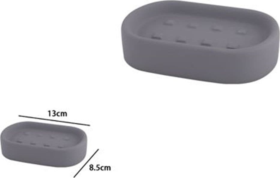 PORTA SAPONE PIATTO SUPPORTO SAPONETTA ACCESSORIO ARREDO PER BAGNO GRIGIO 87811 - 2