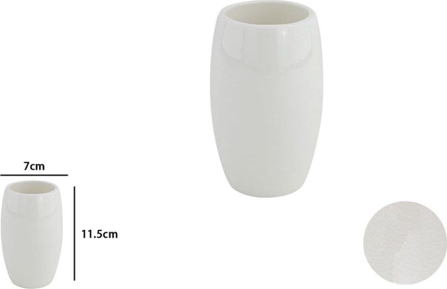 PORTA SPAZZOLINI BICCHIERE BIANCO PELLE ACCESSORIO ARREDO DA BAGNO ELEGANTE 87787 - 2