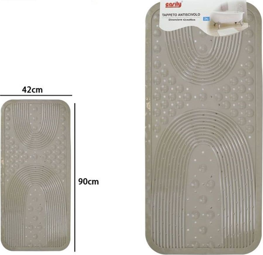 TAPPETO ANTISCIVOLO PER VASCA DA BAGNO DOCCIA TORTORA 42X90CM RETTANGOLARE 87554 - 2