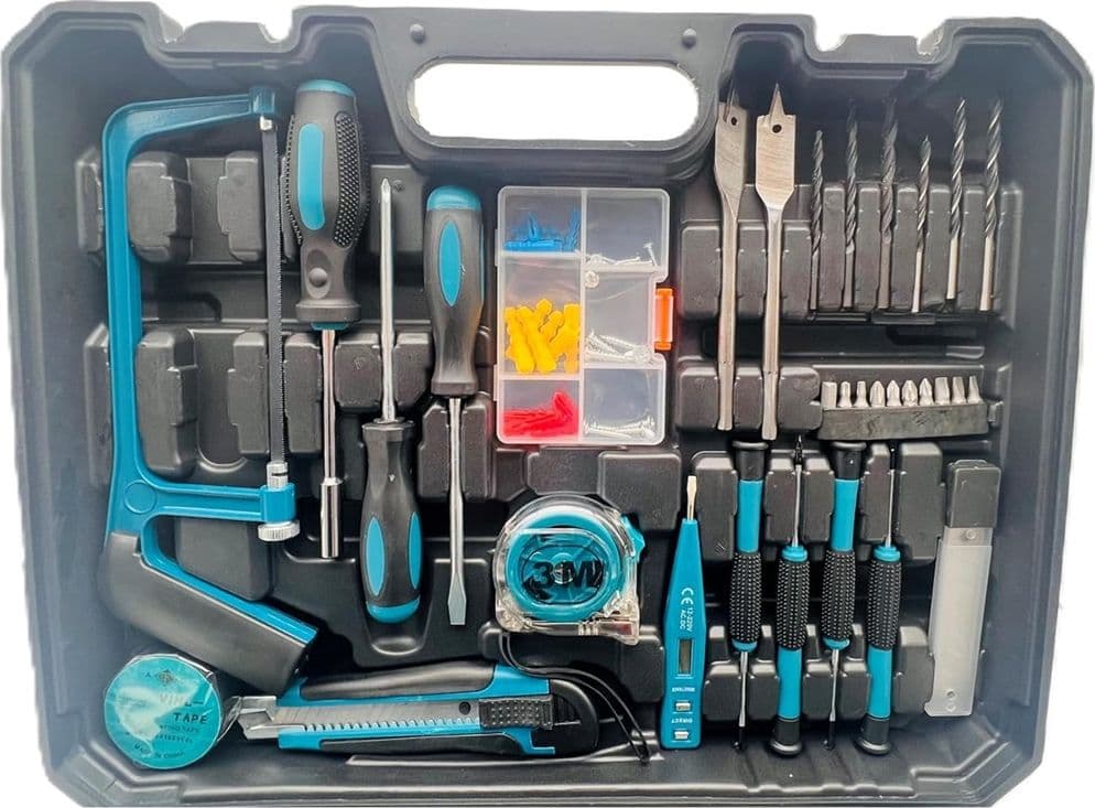 SET TRAPANO ELETTRICO AVVITATORE A BATTERIA 2 VELOCITÀ PUNTE BORSA ATTREZZI 2 BATTERIE - 8