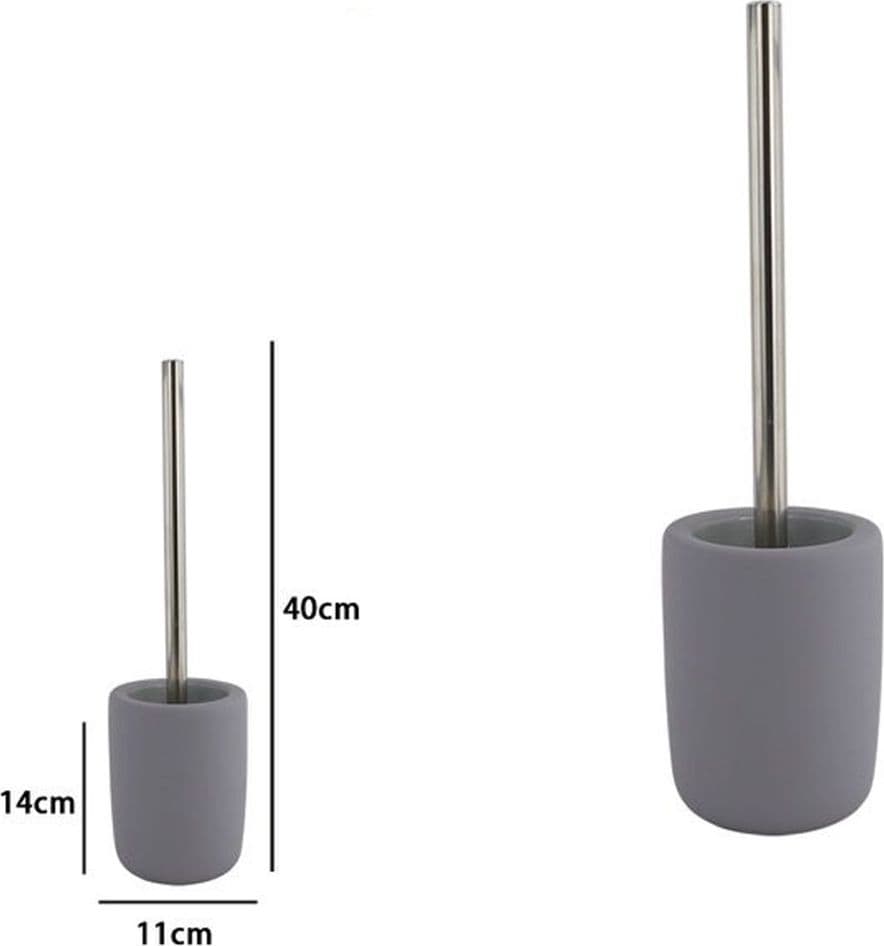 PORTA SCOPINO CON SCOPETTINO WC D'APPOGGIO ARREDO ACCESSORIO BAGNO GRIGIO 87812 - 2