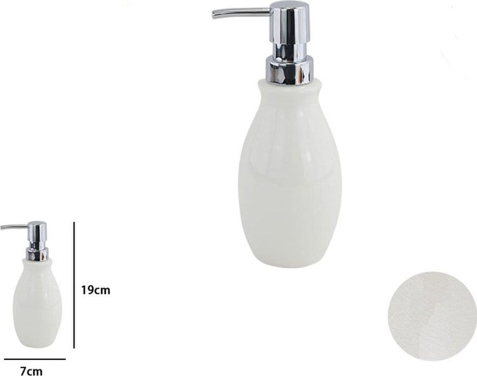 DISPENSER PORTA SAPONE LIQUIDO IN ABS BIANCO PELLE ARREDO DA BAGNO ELEGANTE 87786 - 2