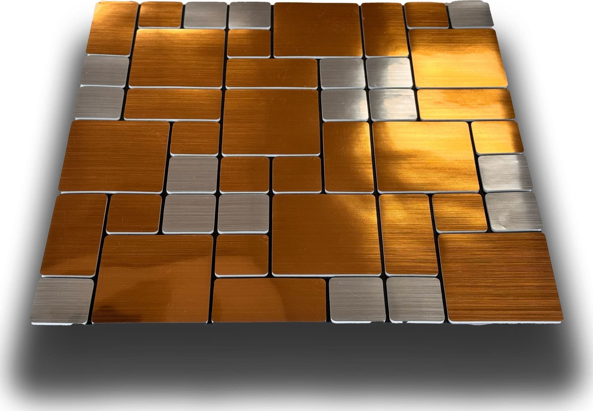 Piastrelle 3D Autoadesive in PET acustiche e isolanti 30x30cm (4mm spessore) MOSAICO ORO ARGENTO - Eternal Parquet
