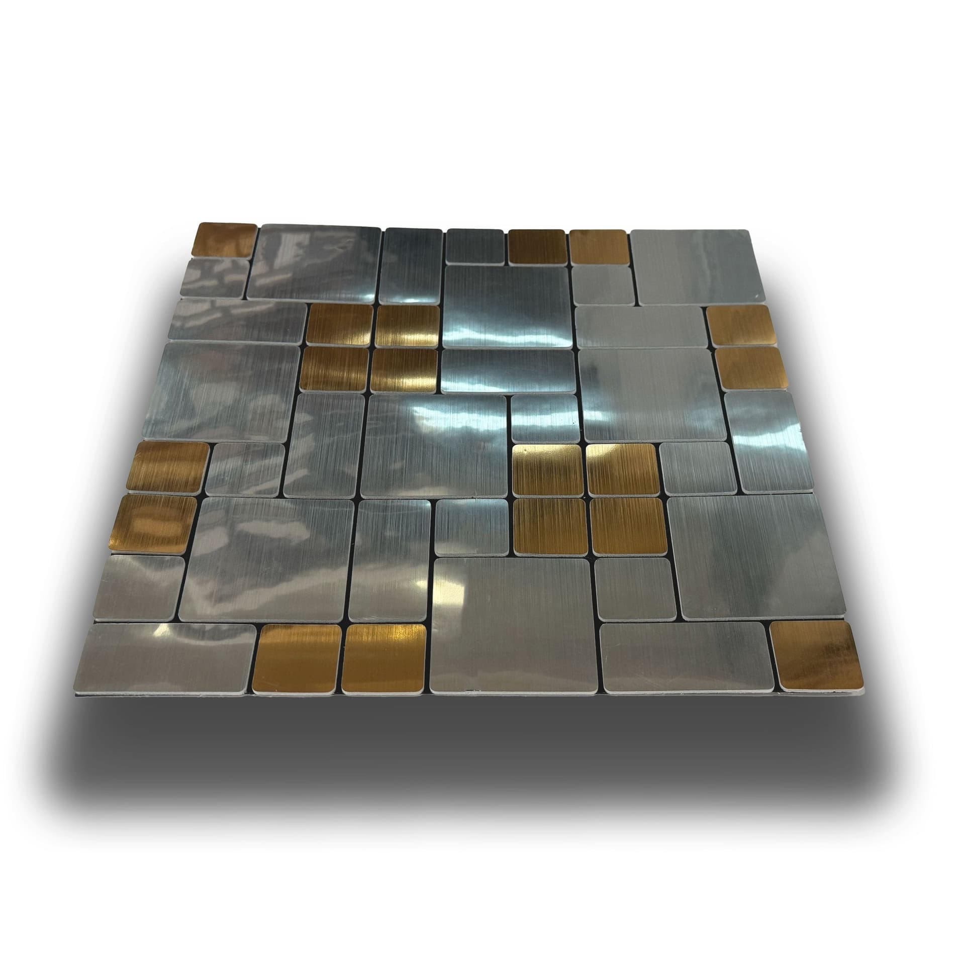 Piastrelle 3D Autoadesive in PET acustiche e isolanti 30x30cm (4mm spessore) MOSAICO GOLD SILVER - Eternal Parquet