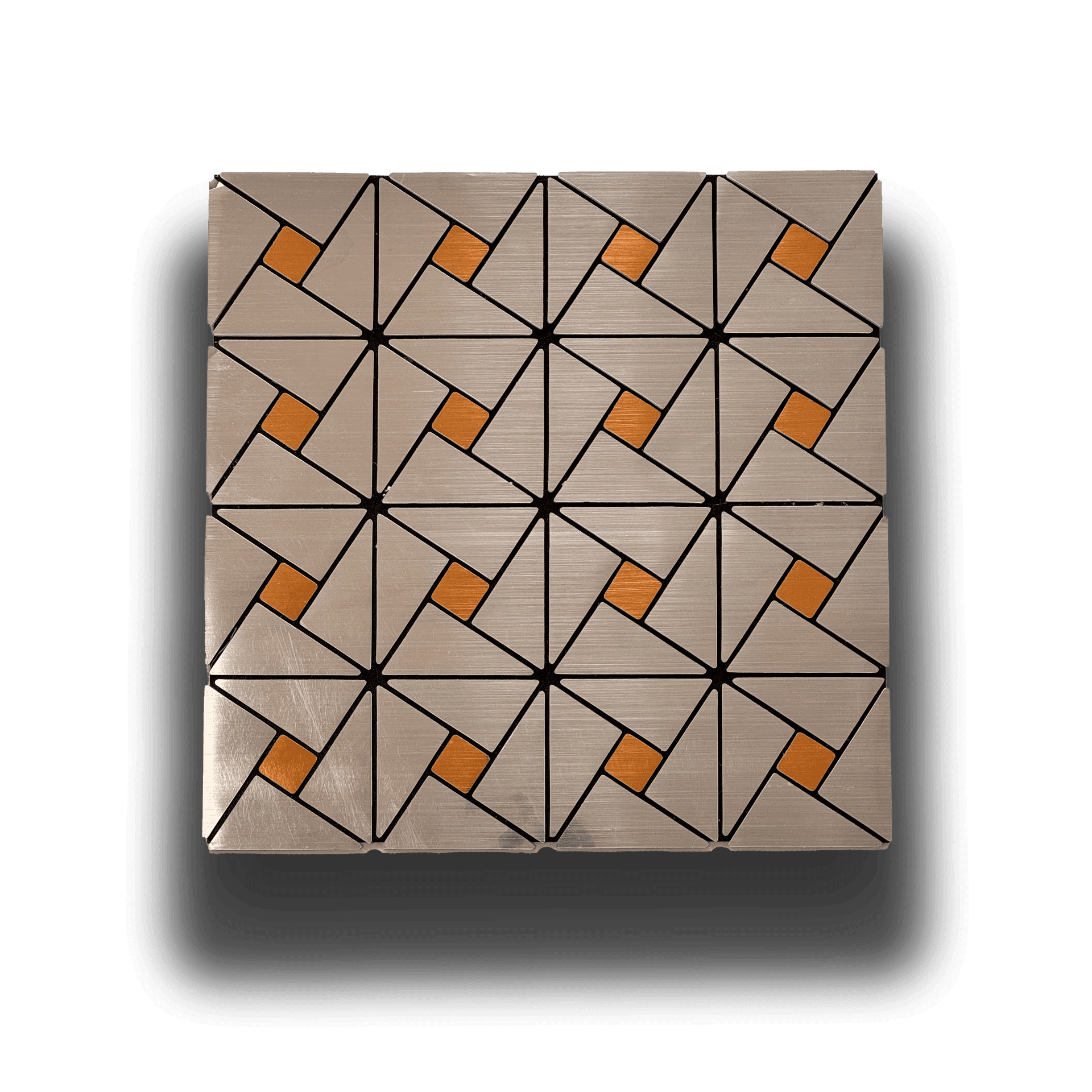 Piastrelle 3D Autoadesive in PET acustiche e isolanti 30x30cm (4mm spessore) TRIANGOLI ORO ARGENTO - Eternal Parquet