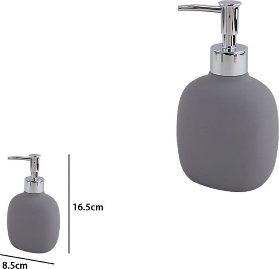 DISPENSER SAPONE LIQUIDO GRIGIO IN ABS CON POMPA CROMO PER BAGNO ACCESSORIO 87809 - 2