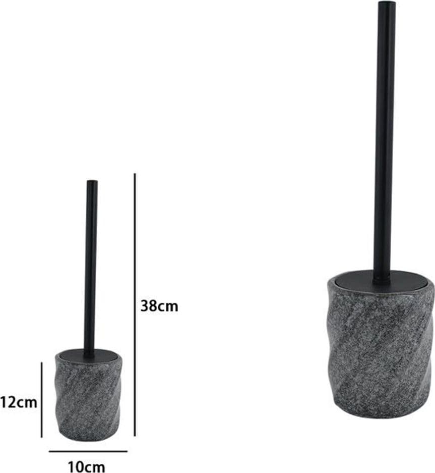 PORTASCOPINO ARREDO DA BAGNO WC TOILETTE RIGATO MARMO NERO CON SCOPINO COMPLETO 87797 - 2