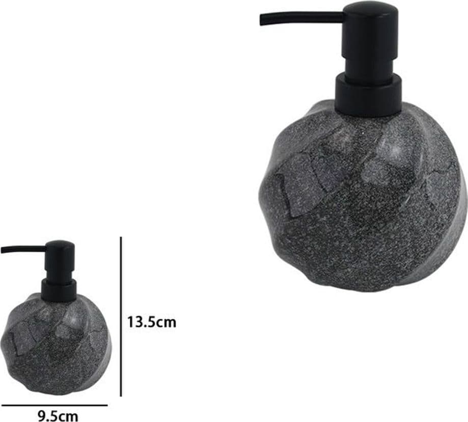DISPENSER PORTA SAPONE LIQUIDO SFERICO IN CERAMICA RIGATO MARMO NERO ARREDO BAGNO 87794 - 2