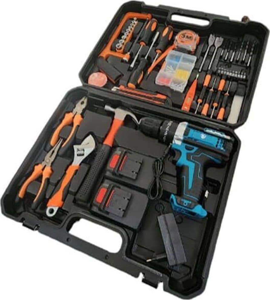 KIT DA 100 PEZZI COMPLETO DI ATTREZZI CON TRAPANO AVVITATORE A BATTERIA VALIGIETTA - 3