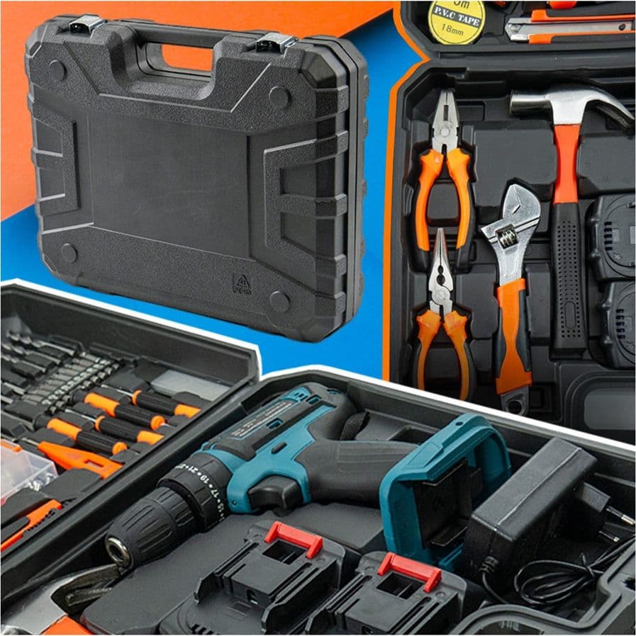 KIT DA 100 PEZZI COMPLETO DI ATTREZZI CON TRAPANO AVVITATORE A BATTERIA VALIGIETTA - 4