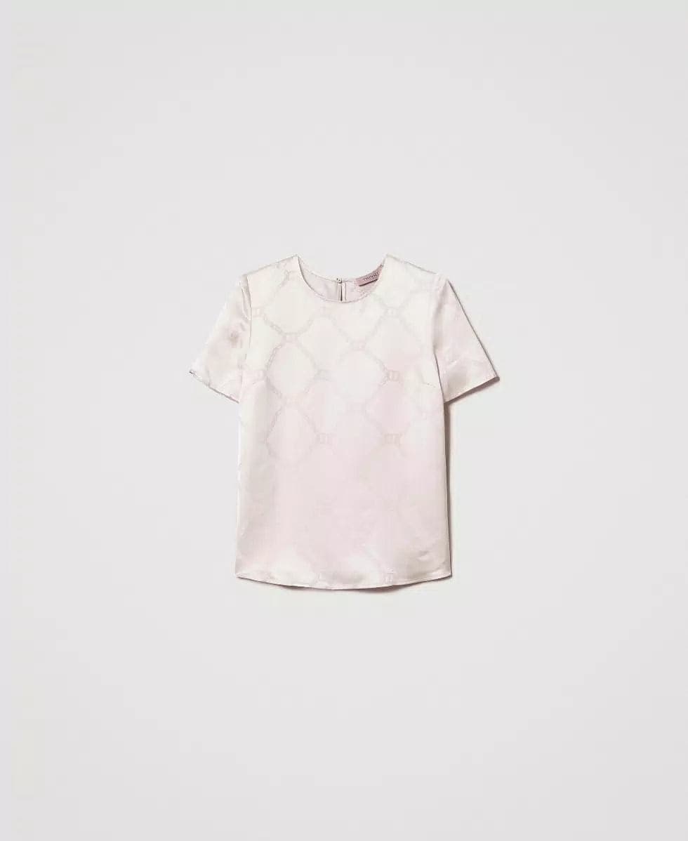 Twinset T-shirt donna Blusa con Oval T jacquard 251TP2012 in Twin set Broadway Red - Barletta, commercioVirtuoso.it