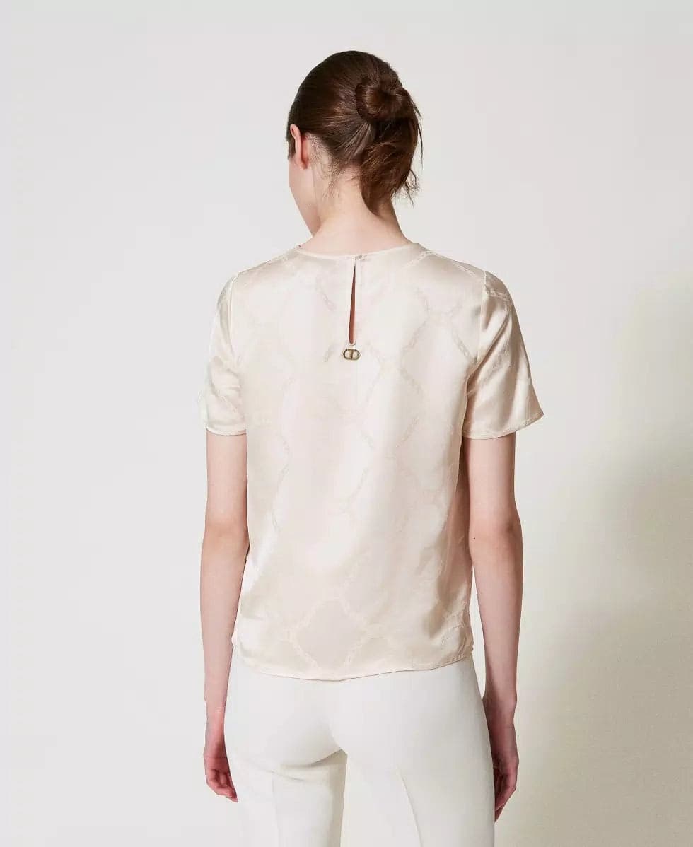 Twinset T-shirt donna Blusa con Oval T jacquard 251TP2012 in Twin set Broadway Red - Barletta, commercioVirtuoso.it