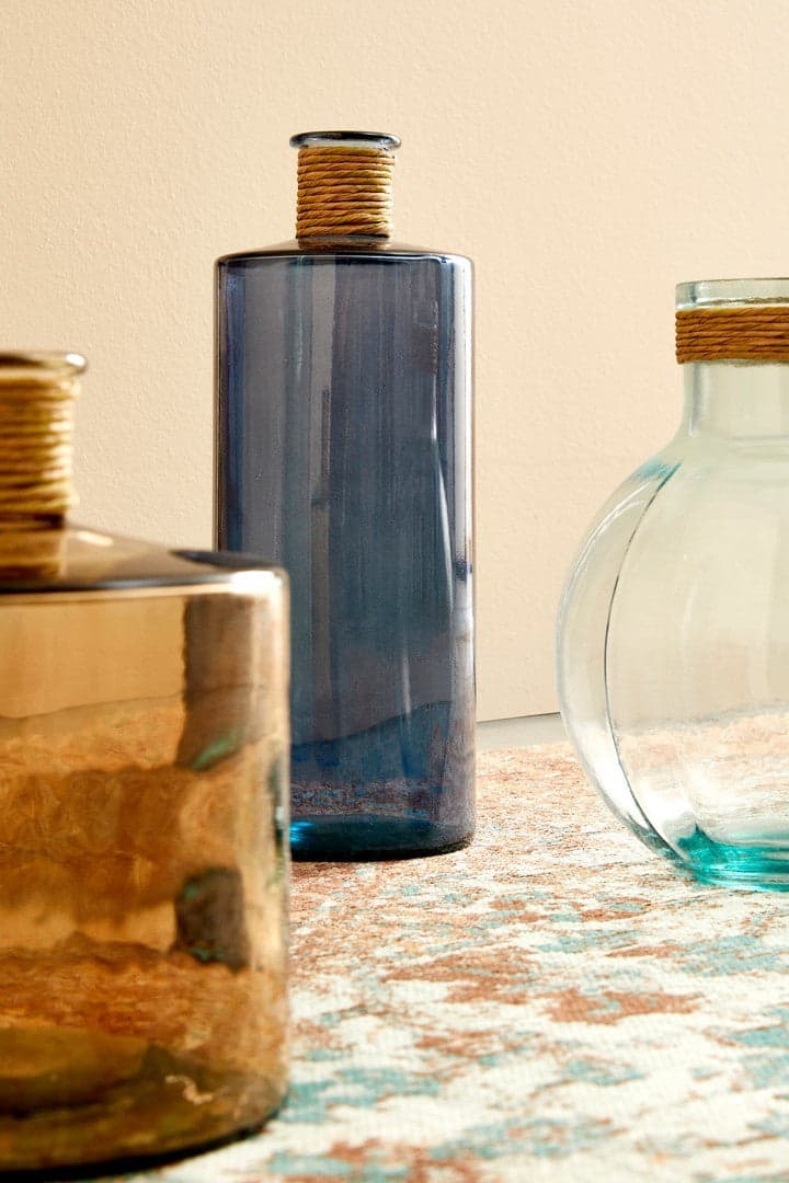 Vaso bottiglia "Rotang" in vetro blu cobalto per arredo casa in Vasi tradizionali Decor Space - Altamura, commercioVirtuoso.it