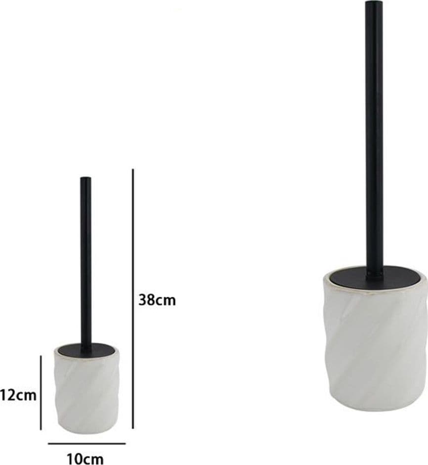 PORTASCOPINO ARREDO DA BAGNO WC RIGATO OBBLIQUO BIANCO CON SCOPINO COMPLETO 87801 - 2