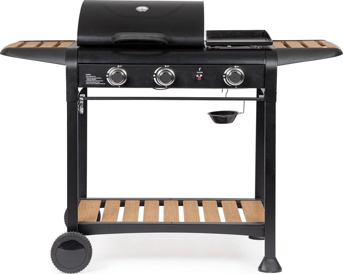 Barbecue a gas "Loni" con 3 bruciatori superfice di cottura in acciaio smaltato in Barbecue a gas Decor Space - Altamura, commercioVirtuoso.it