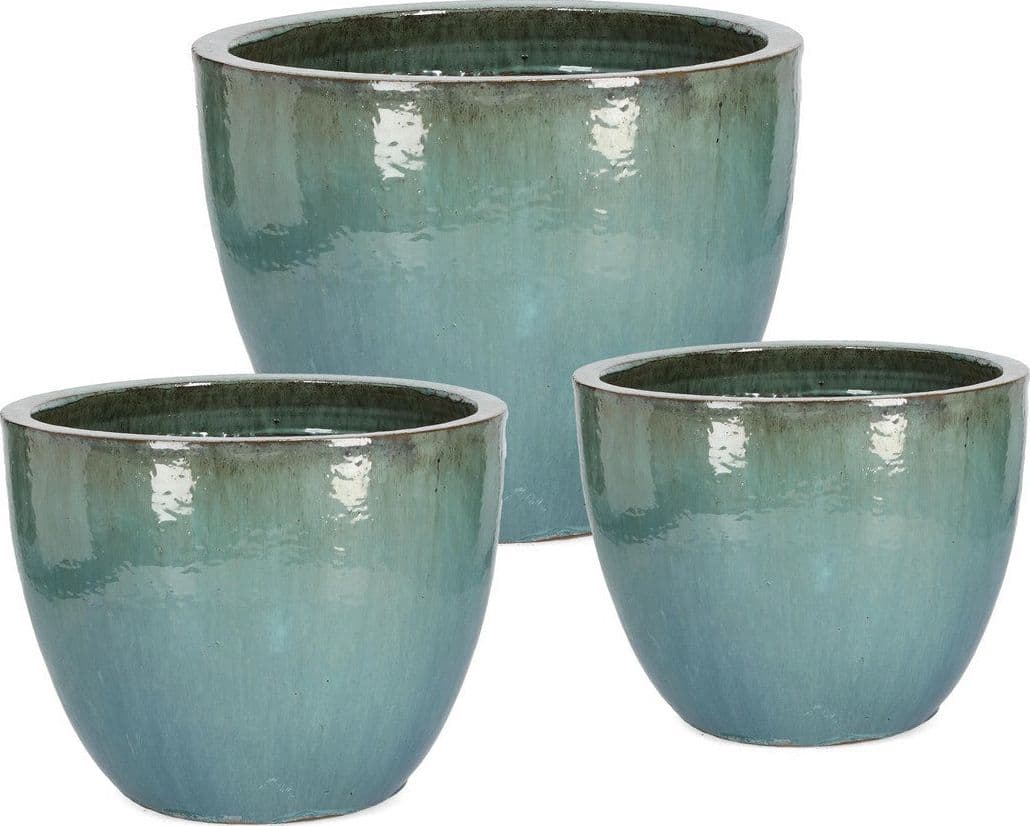 Vasi "Quang" struttura in terracotta smaltata per esterno set da 3 in Vasi tradizionali Decor Space - Altamura, commercioVirtuoso.it