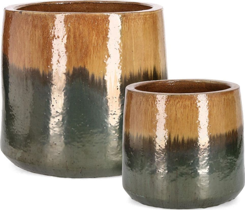 Vasi "Thran" struttura alta in terracotta smaltata per esterno set da 2 in Vasi tradizionali Decor Space - Altamura, commercioVirtuoso.it