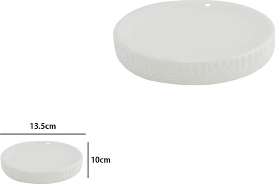 PIATTINO PORTA SAPONE SAPONETTA PER ARREDO DA BAGNO IN CERAMICA RIGATA BIANCA 87804 - 2