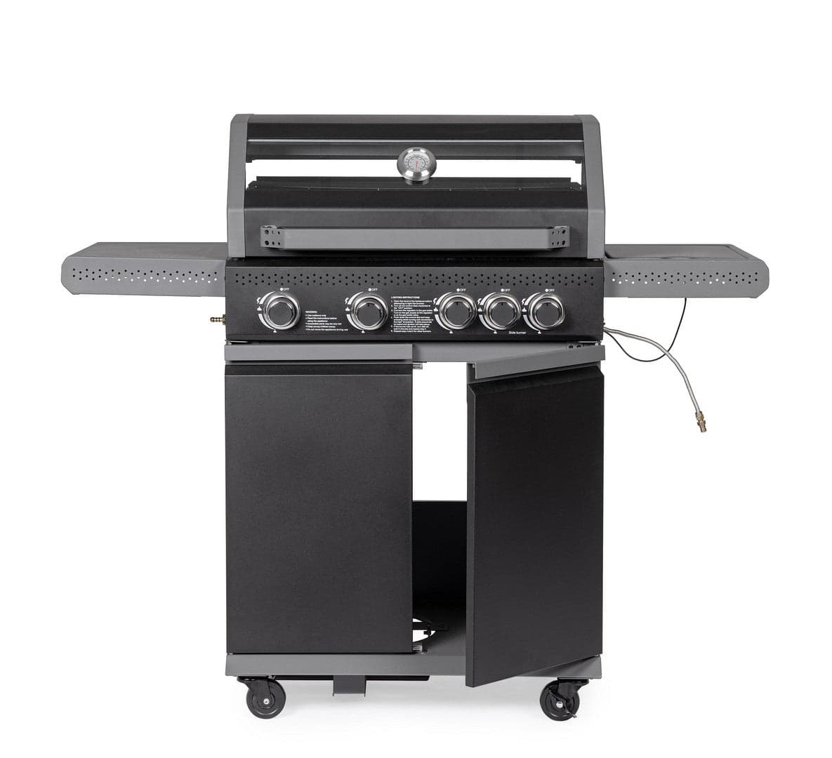 Barbecue a gas "Aleandro" con 5 bruciatori superfice di cottura in ghisa smaltata in Barbecue a gas Decor Space - Altamura, commercioVirtuoso.it