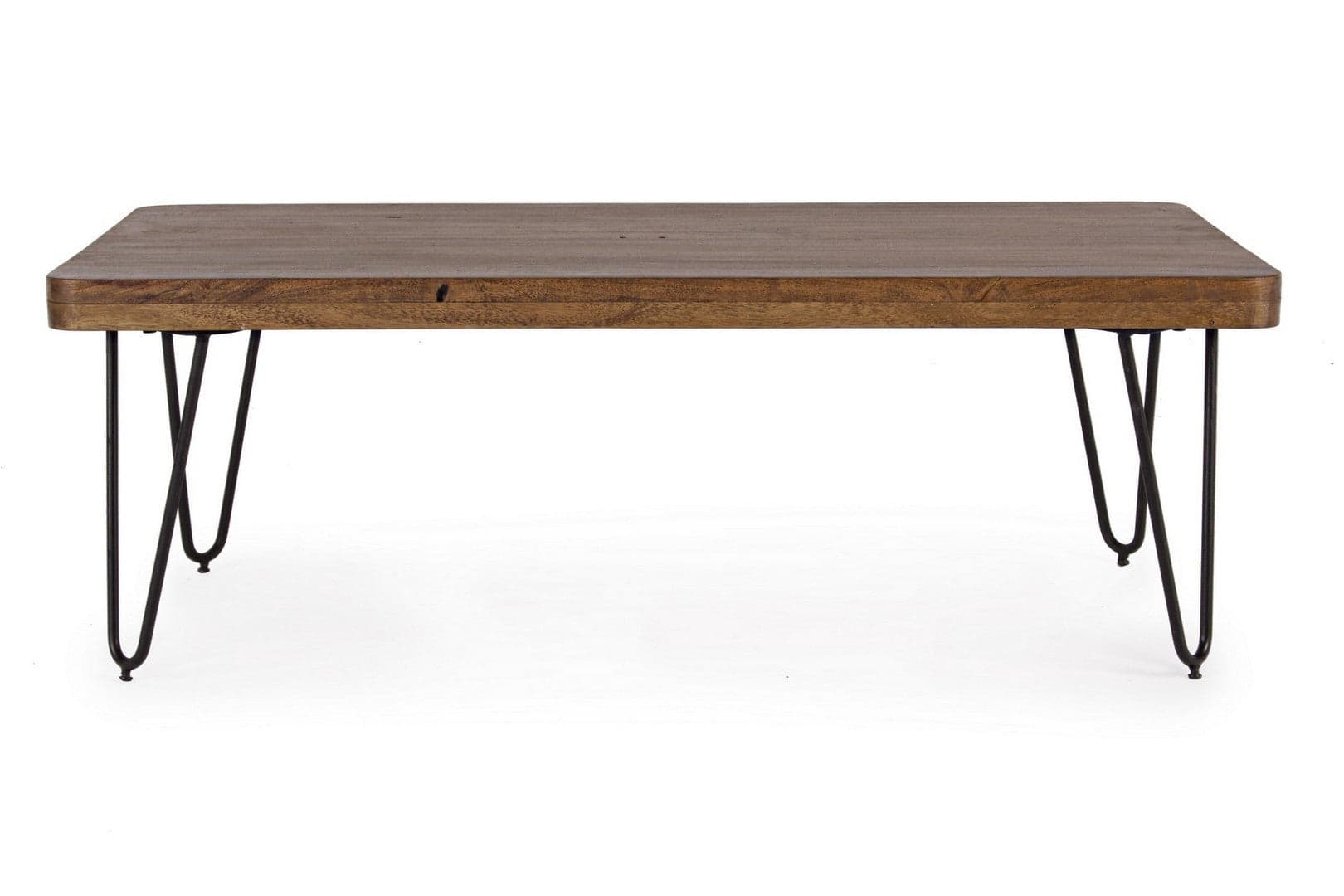 Tavolino "Edgar" gambe in acciaio e piano in legno di acacia per arredamento in Console e tavoli da divano Decor Space - Altamura, commercioVirtuoso.it