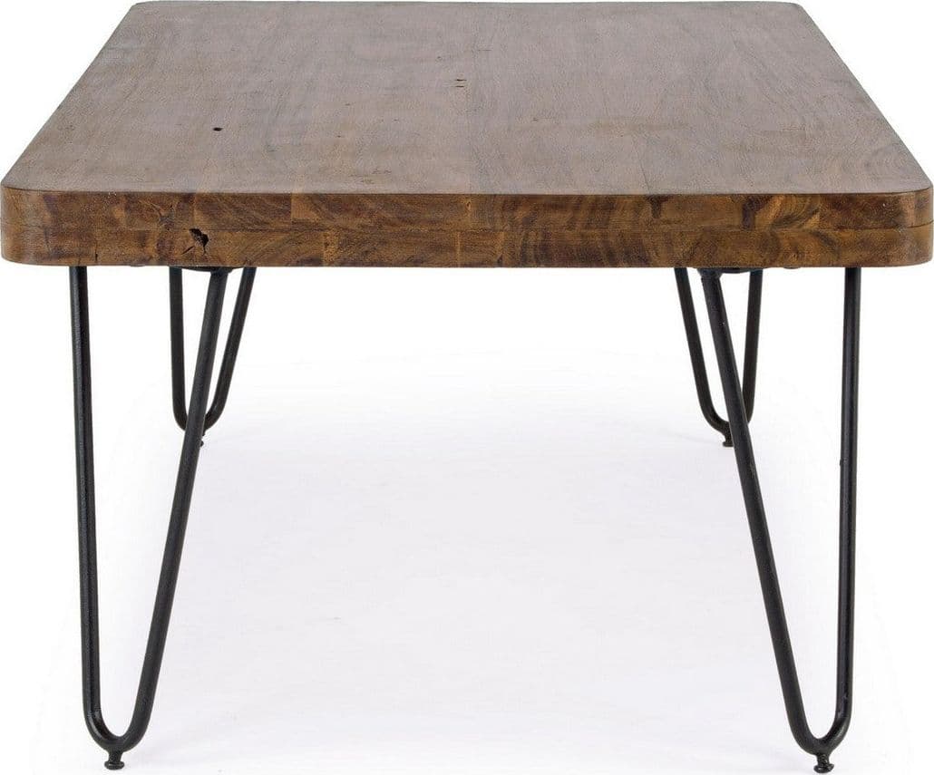Tavolino "Edgar" gambe in acciaio e piano in legno di acacia per arredamento in Console e tavoli da divano Decor Space - Altamura, commercioVirtuoso.it