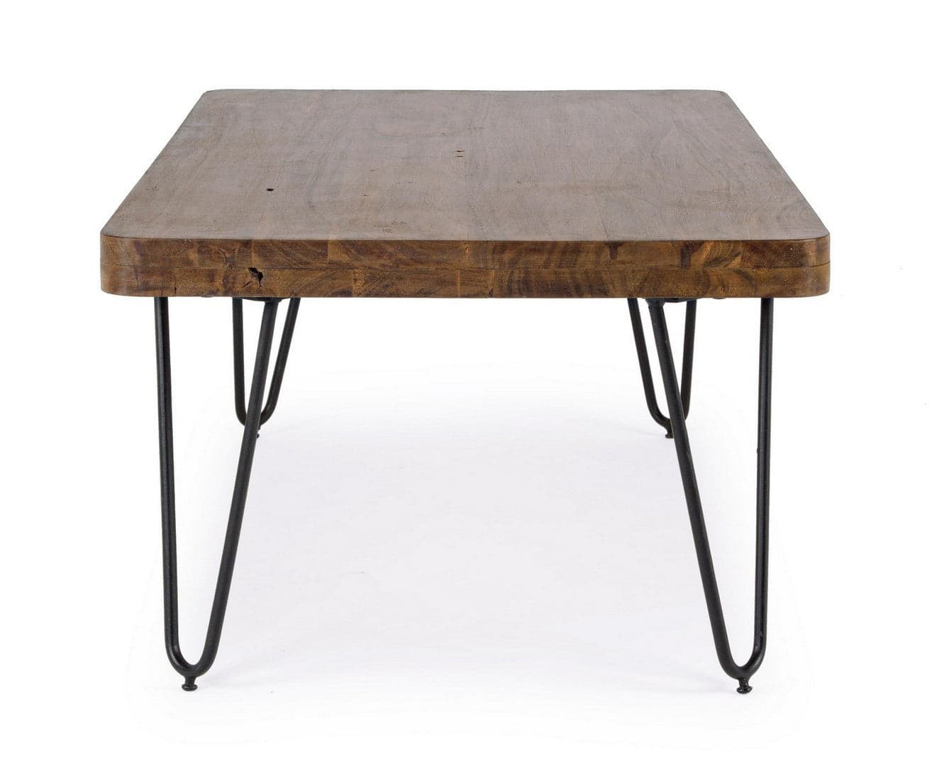 Tavolino "Edgar" gambe in acciaio e piano in legno di acacia per arredamento in Console e tavoli da divano Decor Space - Altamura, commercioVirtuoso.it