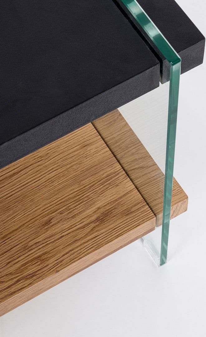 Tavolino "Line wood" vetro laterale e piani in MDF per arredamento in Console e tavoli da divano Decor Space - Altamura, commercioVirtuoso.it