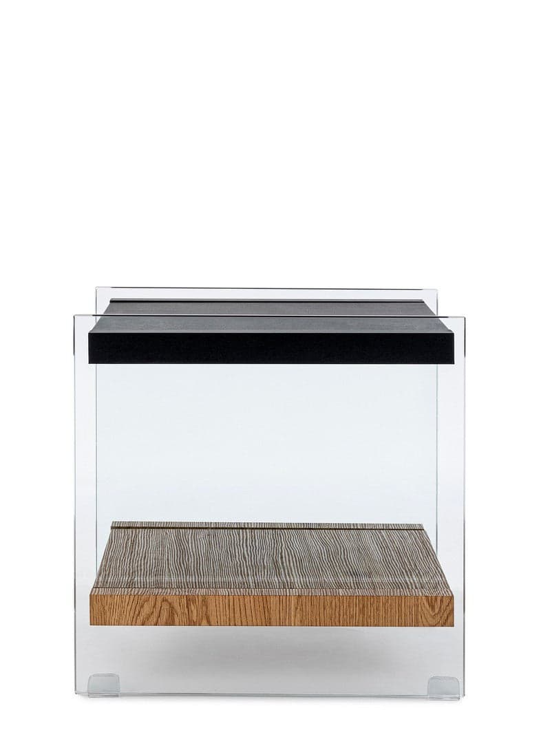 Tavolino "Line wood" vetro laterale e piani in MDF per arredamento in Console e tavoli da divano Decor Space - Altamura, commercioVirtuoso.it