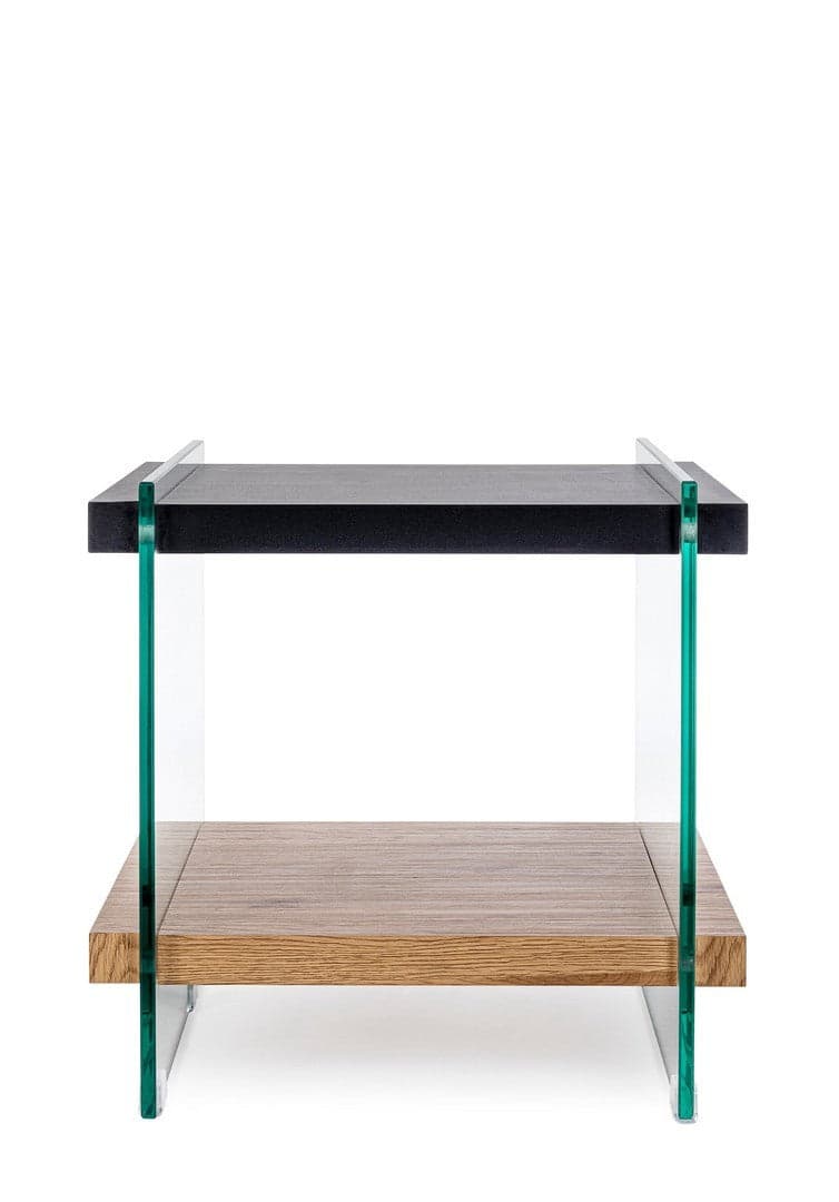 Tavolino "Line wood" vetro laterale e piani in MDF per arredamento in Console e tavoli da divano Decor Space - Altamura, commercioVirtuoso.it