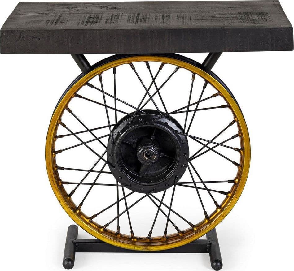 Tavolino "Road" struttura in acciaio piano in legno di mango per arredamento in Console e tavoli da divano Decor Space - Altamura, commercioVirtuoso.it