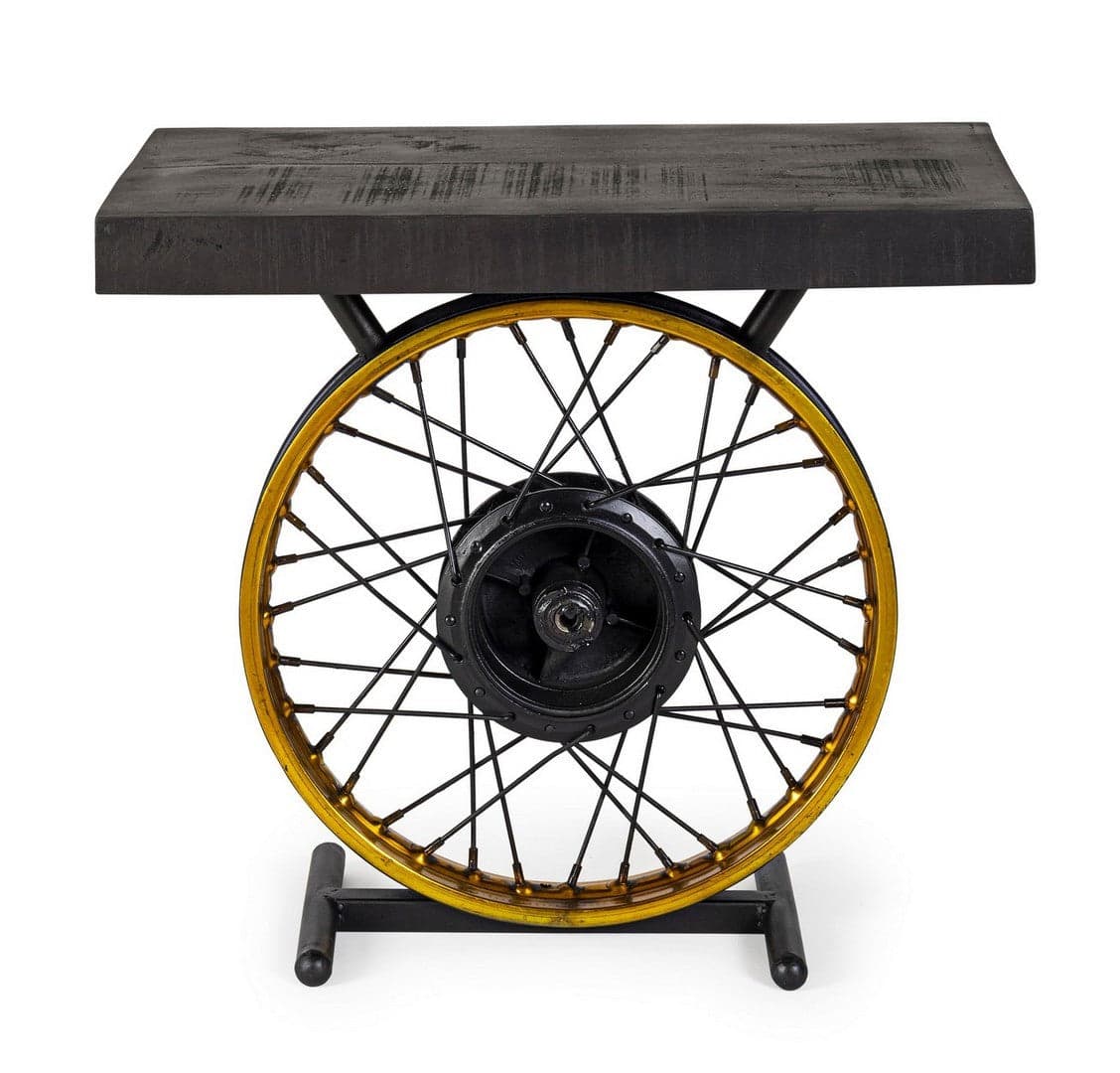 Tavolino "Road" struttura in acciaio piano in legno di mango per arredamento in Console e tavoli da divano Decor Space - Altamura, commercioVirtuoso.it