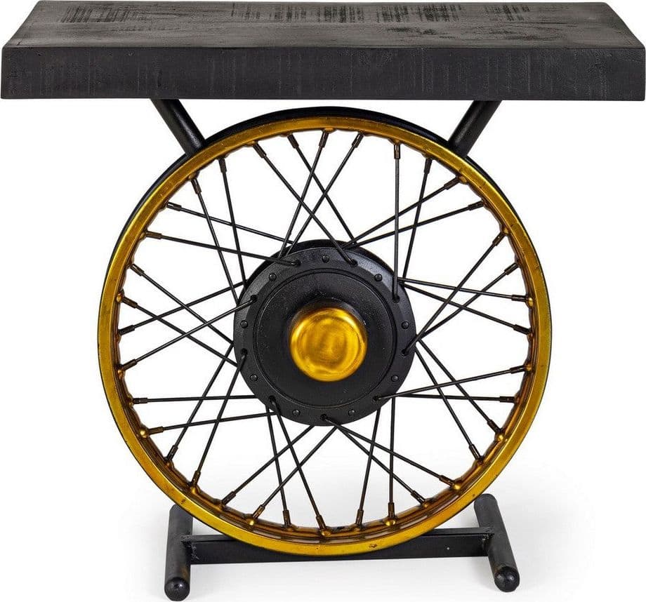 Tavolino "Road" struttura in acciaio piano in legno di mango per arredamento in Console e tavoli da divano Decor Space - Altamura, commercioVirtuoso.it