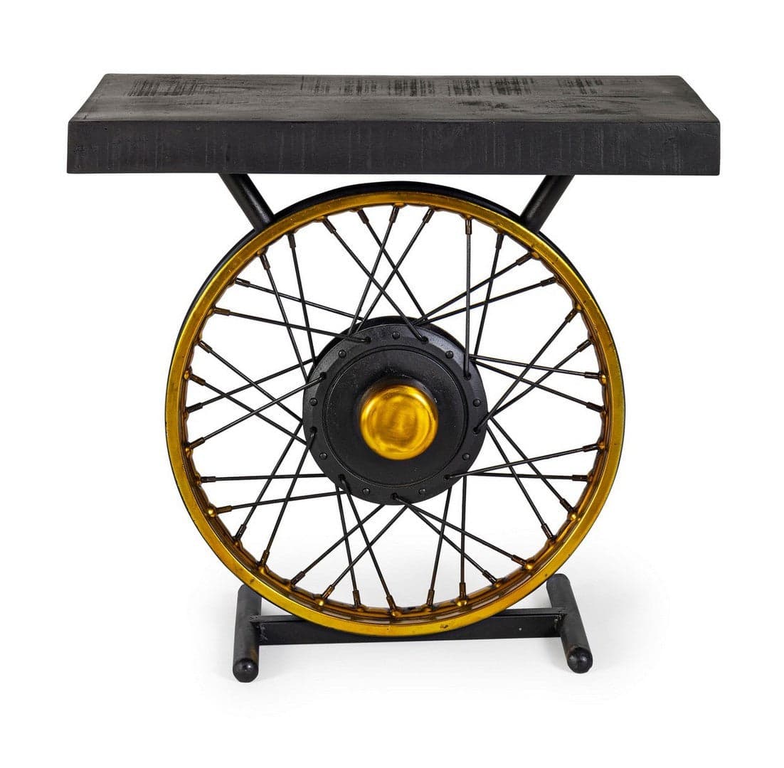 Tavolino "Road" struttura in acciaio piano in legno di mango per arredamento in Console e tavoli da divano Decor Space - Altamura, commercioVirtuoso.it