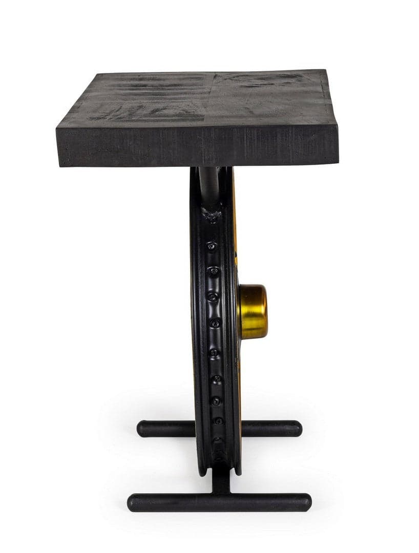 Tavolino "Road" struttura in acciaio piano in legno di mango per arredamento in Console e tavoli da divano Decor Space - Altamura, commercioVirtuoso.it