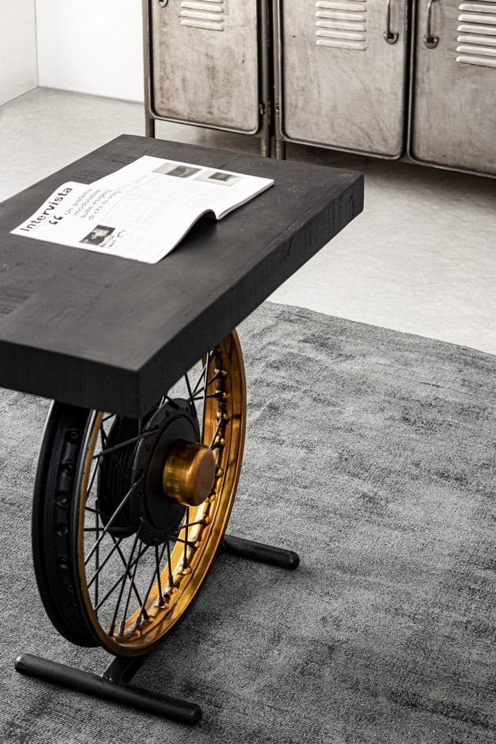 Tavolino "Road" struttura in acciaio piano in legno di mango per arredamento in Console e tavoli da divano Decor Space - Altamura, commercioVirtuoso.it