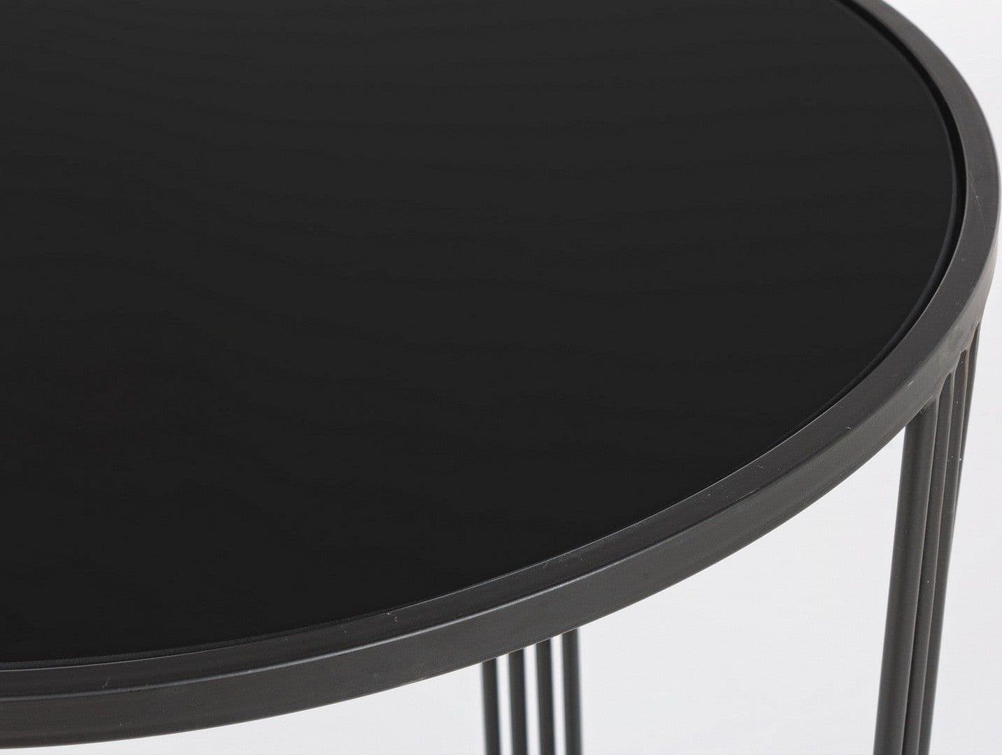Tavolino "Afef" struttura in acciaio piano in vetro per arredamento set da 2 in Console e tavoli da divano Decor Space - Altamura, commercioVirtuoso.it